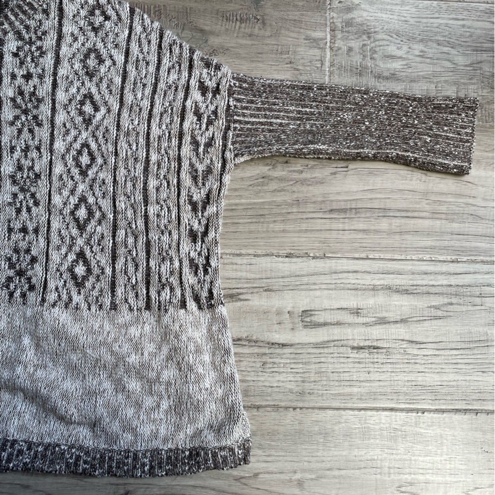 Peruvian Connection Ojito Pima Cotton Swoncho Boxy Cut Brown/Cream SZ XS/S - Picture 4 of 12